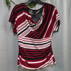 by & by Red and Black Striped Blouse